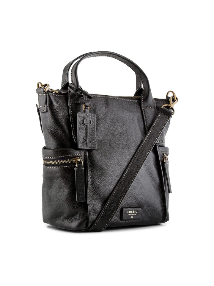 Fossil ZB6696001 Emerson Medium Leather Satchel in Black