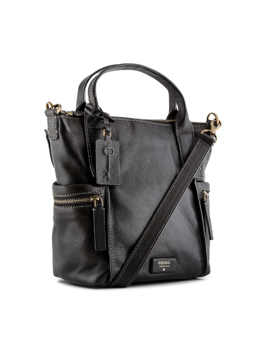 Fossil ZB6696001 Emerson Medium Leather Satchel in Black