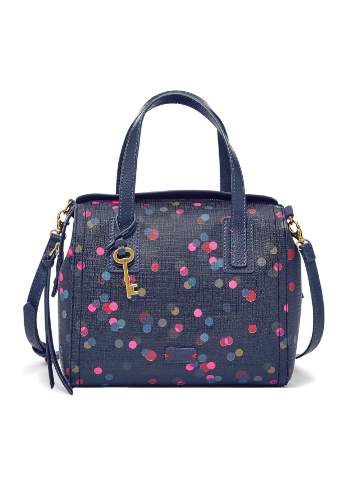 Fossil ZB6907400 Emma Satchel Navy Polka Bag