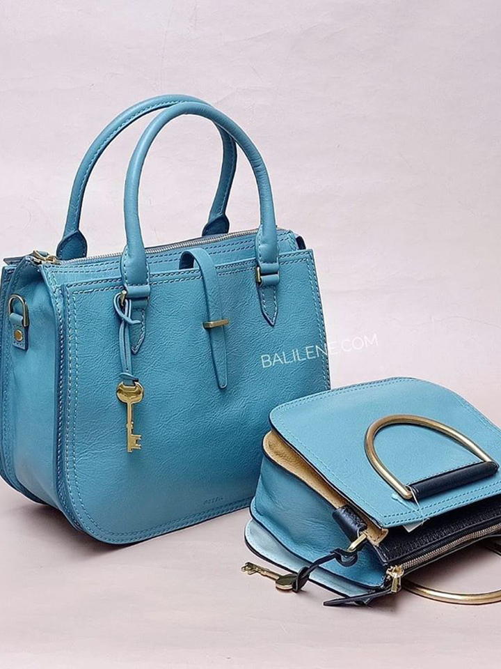 Fossil ryder satchel blue sale