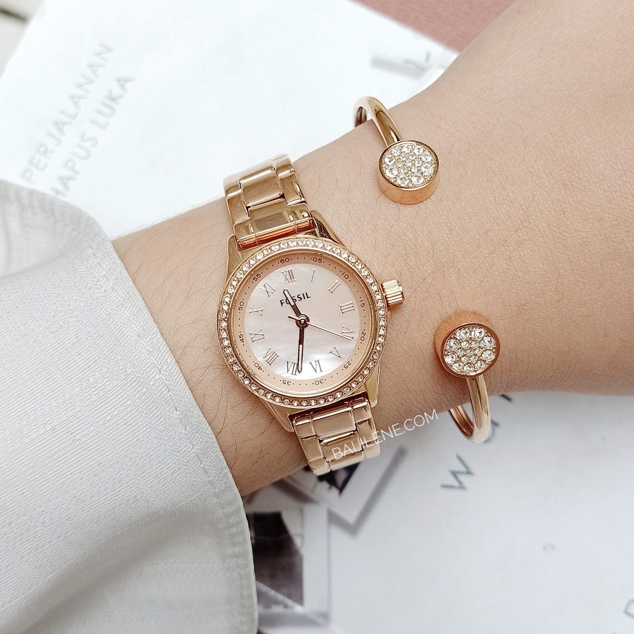 Fossil BQ3148SET Blythe Three-Hand Rose Gold Tone Stainless Steel And Jewelry Gift Set