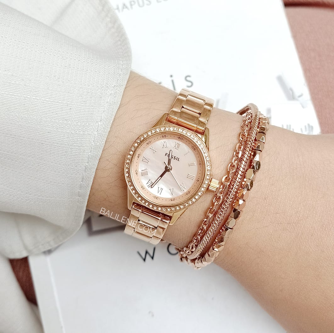 Fossil BQ3148SET Blythe Three-Hand Rose Gold Tone Stainless Steel And Jewelry Gift Set