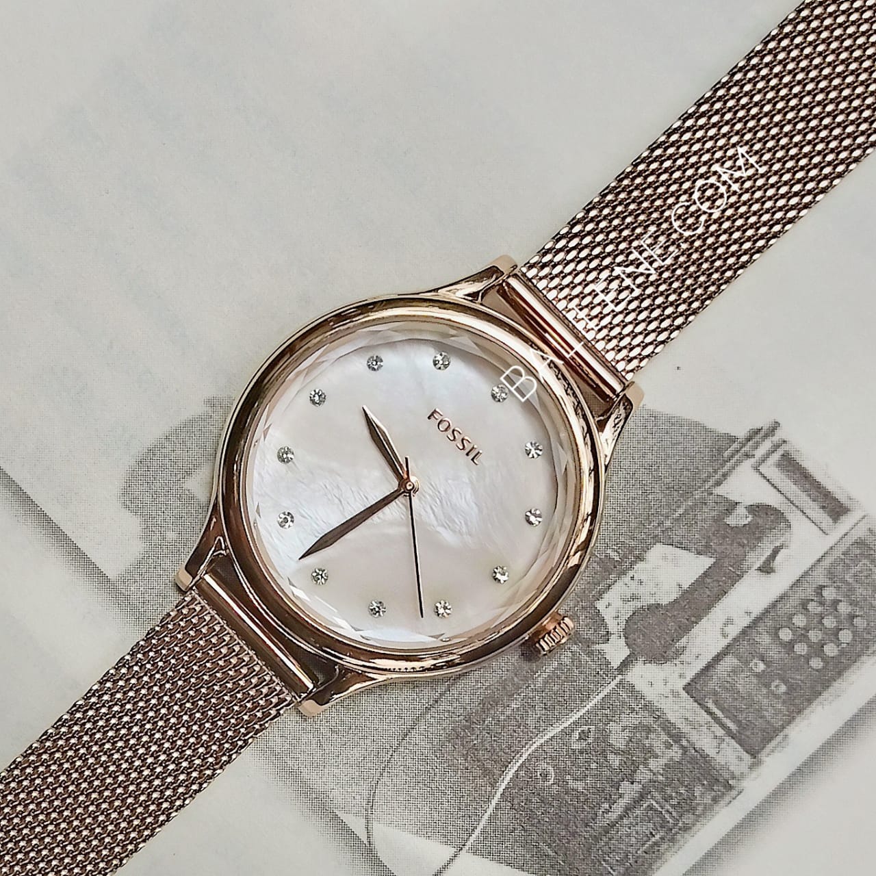 Fossil BQ3466 Laney Three-Hand Pastel Pink Stainless Steel Watch