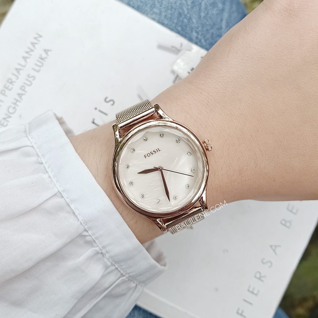 Fossil BQ3466 Laney Three-Hand Pastel Pink Stainless Steel Watch