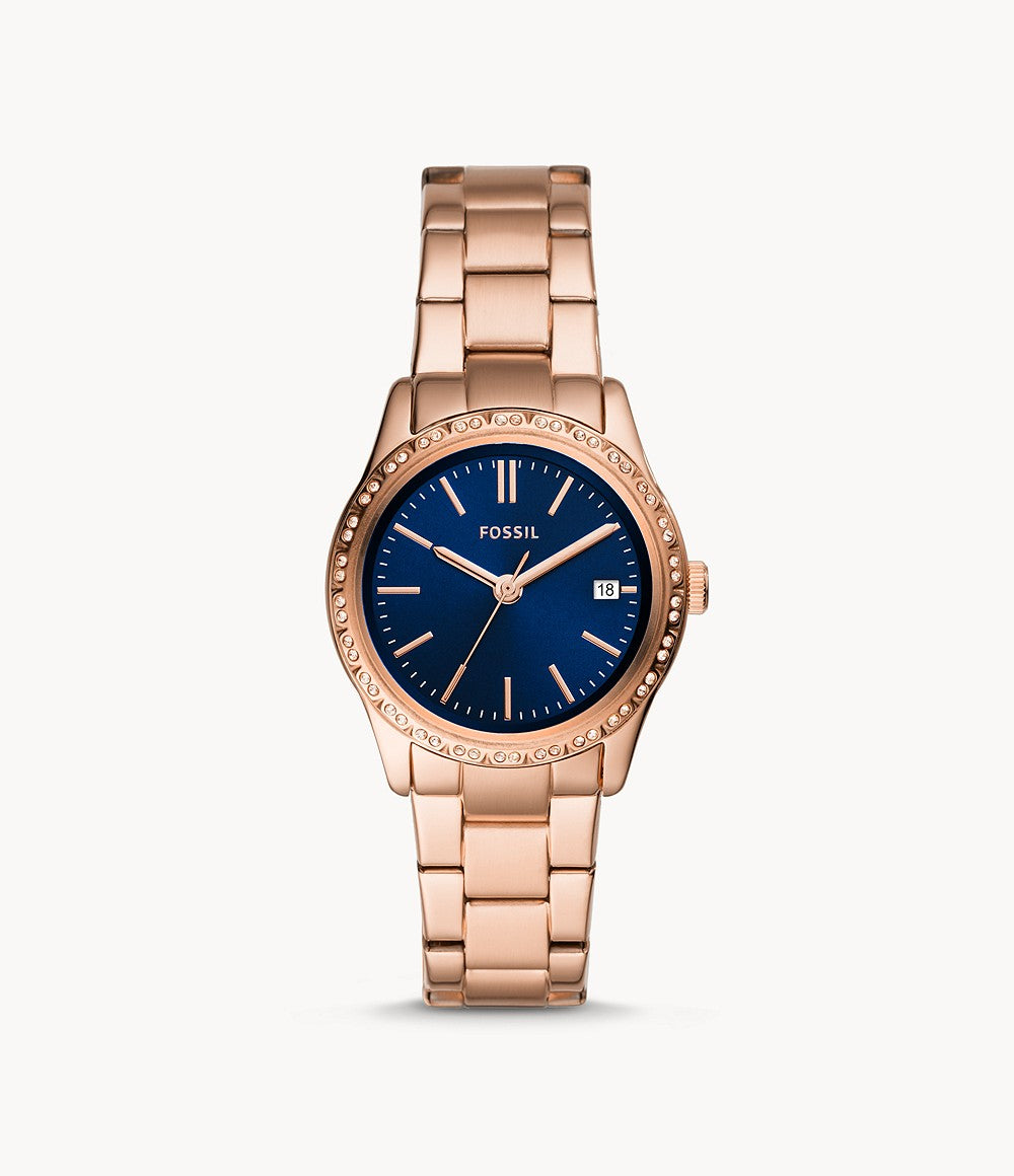 Fossil  BQ3563 Adalyn Three Hand Rose Gold Tone Stainless Steel Watch
