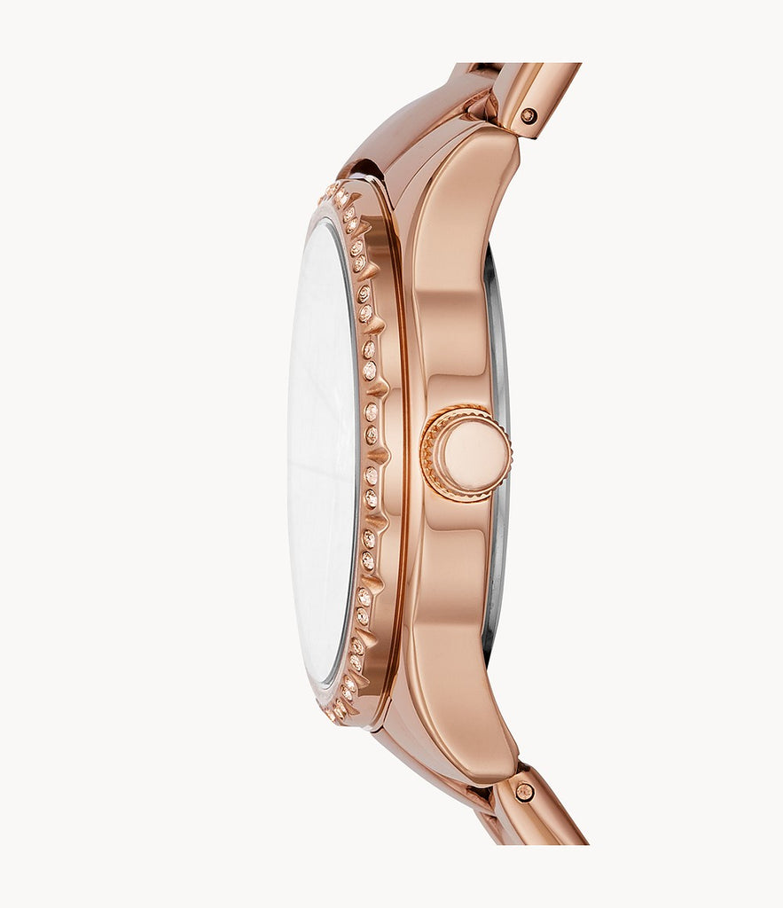 Fossil  BQ3563 Adalyn Three Hand Rose Gold Tone Stainless Steel Watch