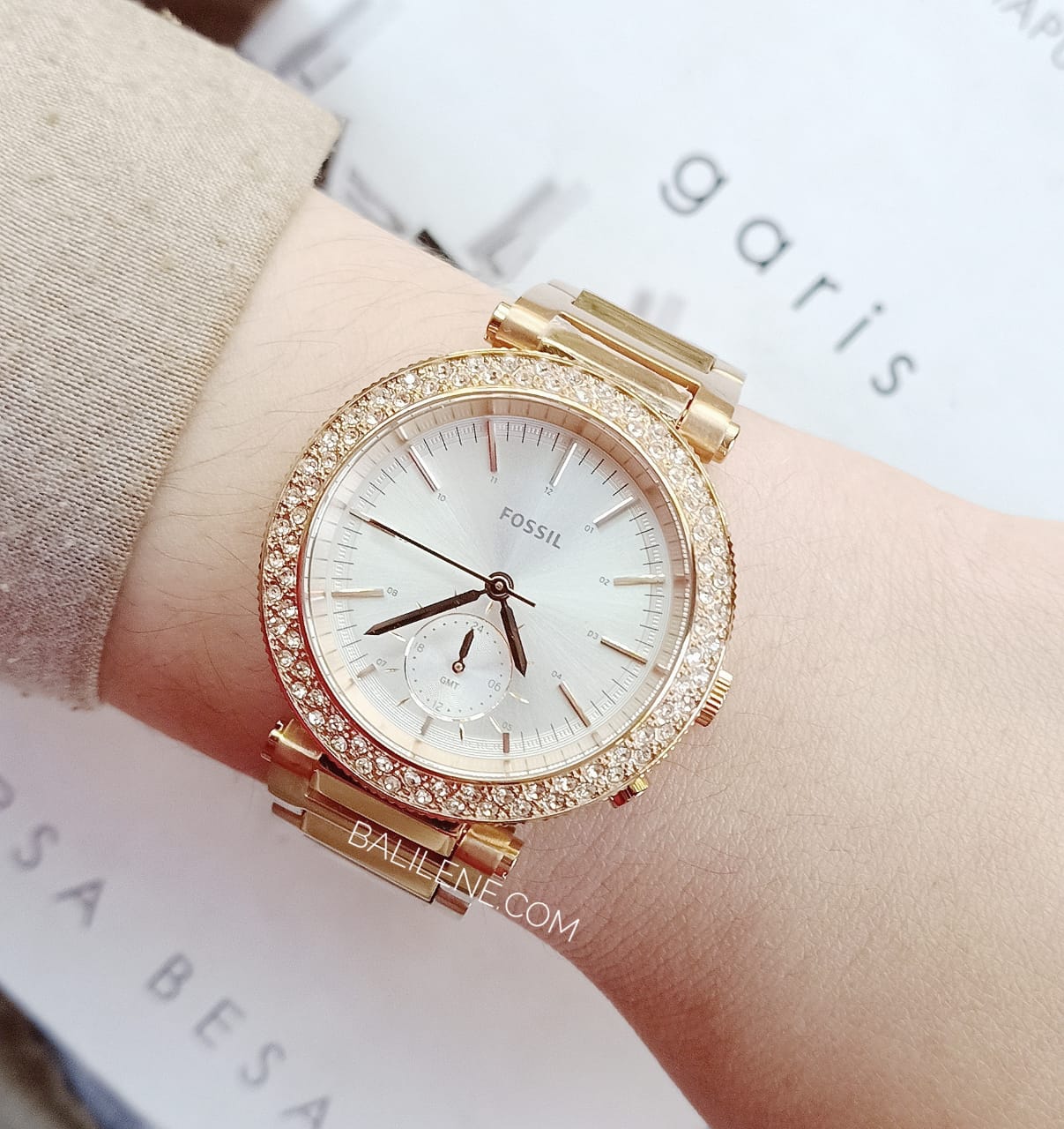 Fossil Es3851 Urban Traveler Silver Rose Gold-tone Watch