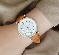 Fossil Es4344 Carlie Three Hand Luggage Leather Watch