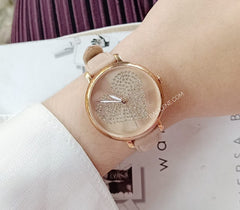 Fossil Es4376 Jacqueline Pastel Pink Rose Gold Leather