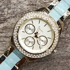 Fossil Es4757 Stella Multifunction Two Tone Stainless Steel And Acetate Watch