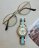 Fossil Es4757 Stella Multifunction Two Tone Stainless Steel And Acetate Watch