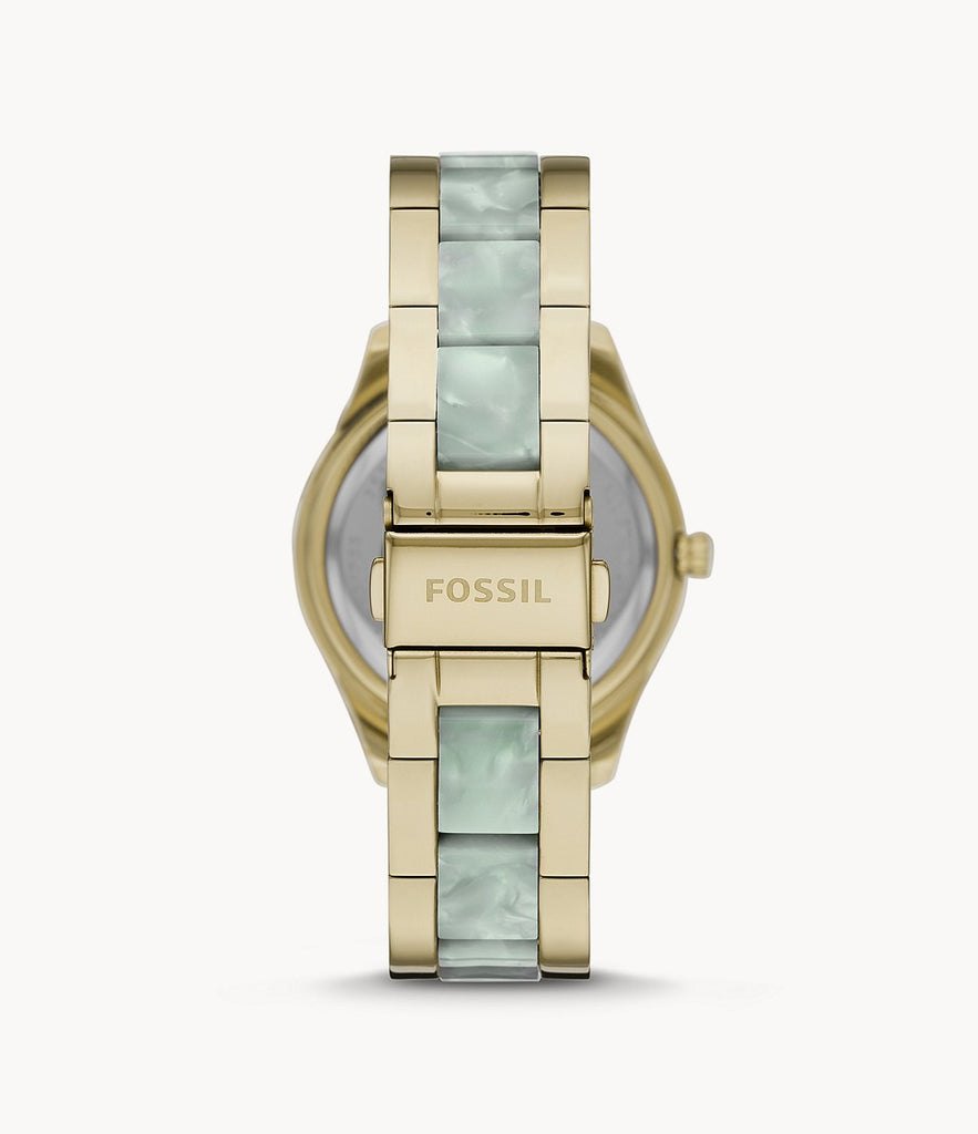 Fossil Es4757 Stella Multifunction Two Tone Stainless Steel And Acetate Watch
