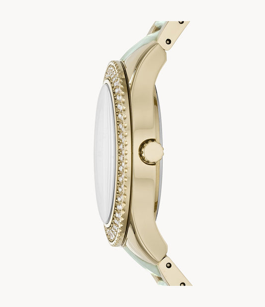 Fossil Es4757 Stella Multifunction Two Tone Stainless Steel And Acetate Watch