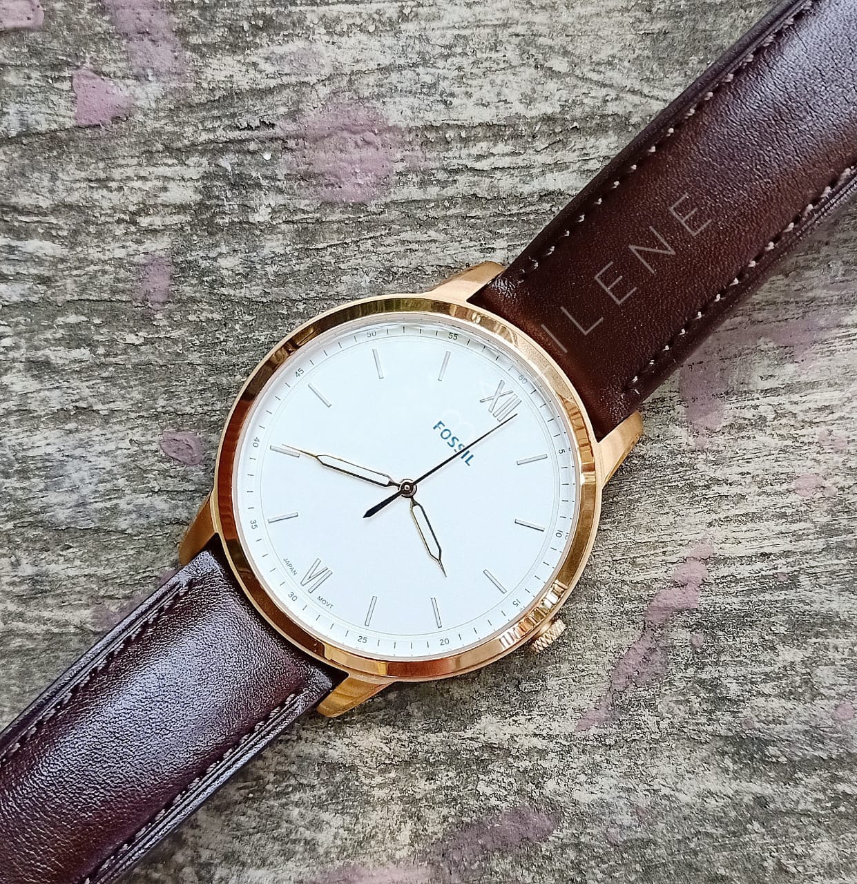 Fossil FS5463 The Minimalist Men White Dial Brown Leather Strap