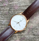 Fossil FS5463 The Minimalist Men White Dial Brown Leather Strap