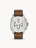 Fossil FS4929 Chronograph Stainless Watch Brown Leather Strap