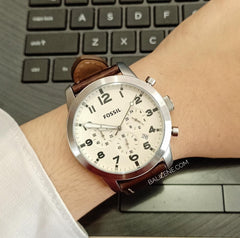 Fossil Fs5146 Pilot 54 Chronograph Dial Cream