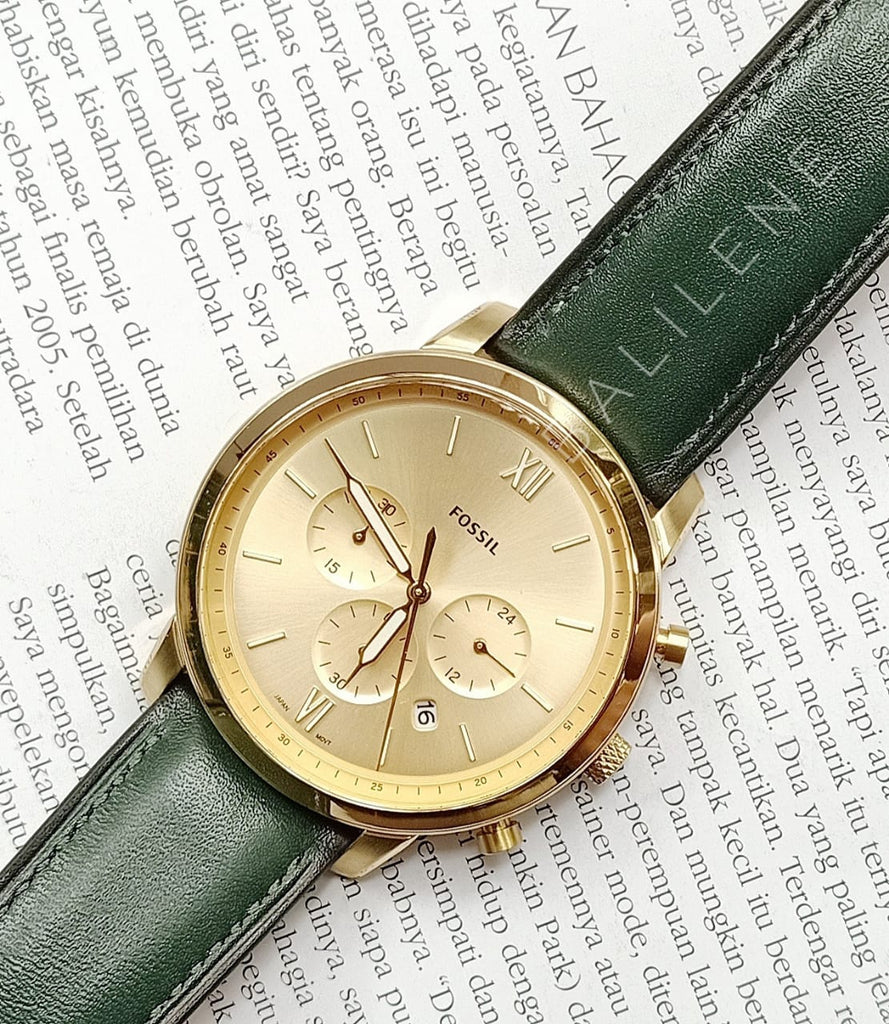 Fossil FS5580 Neutra Chronograph Dark Green Leather Watch