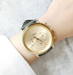 Fossil FS5580 Neutra Chronograph Dark Green Leather Watch