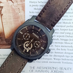 Fossil Machine Mid-Size Chronograph Brown Leather Watch