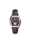 Fossil ME3048 Narrator Automatic Blue Dial Blue Leather Strap Mens Watch