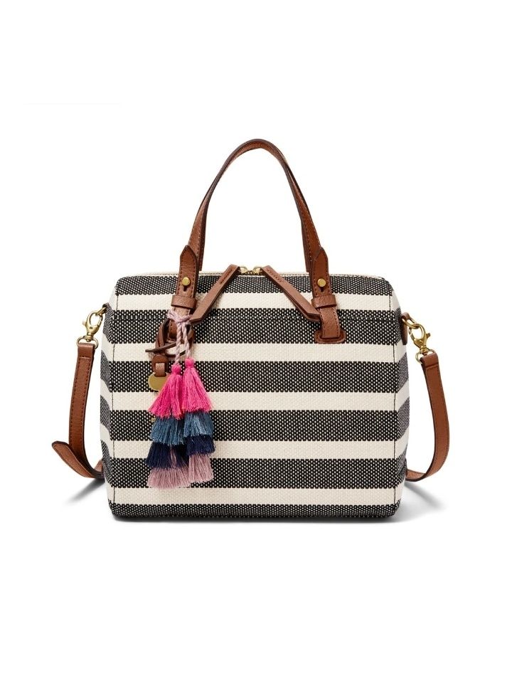 Fossil Zb7498080 Rachel Satchel Black Stripe