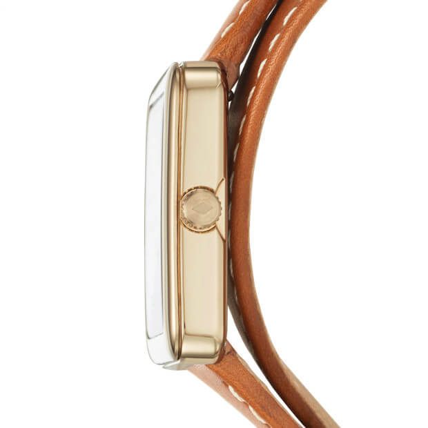 Fossil Es4159 Atwater Three-hand Luggage Brown Leather Wrap Watch