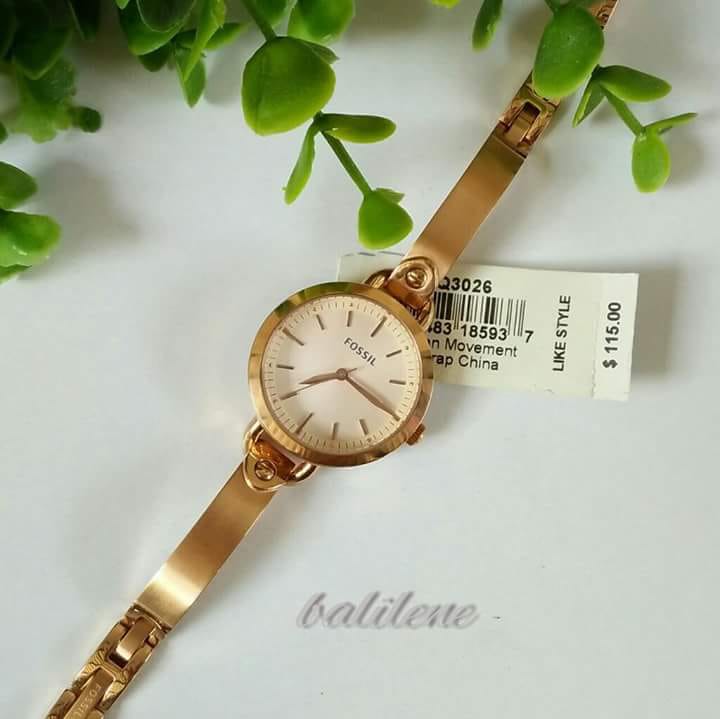 Fossil BQ3026 Georgia Bangle Rose Gold-Tone Stainless Steel Watch