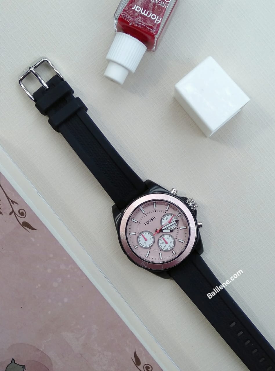 ﻿Fossil BQ3213 Chronograph Dial Black Silicone Strap Watch