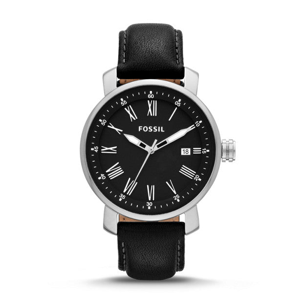 Fossil BG1015 Rhett Black Three-hand Leather Watch