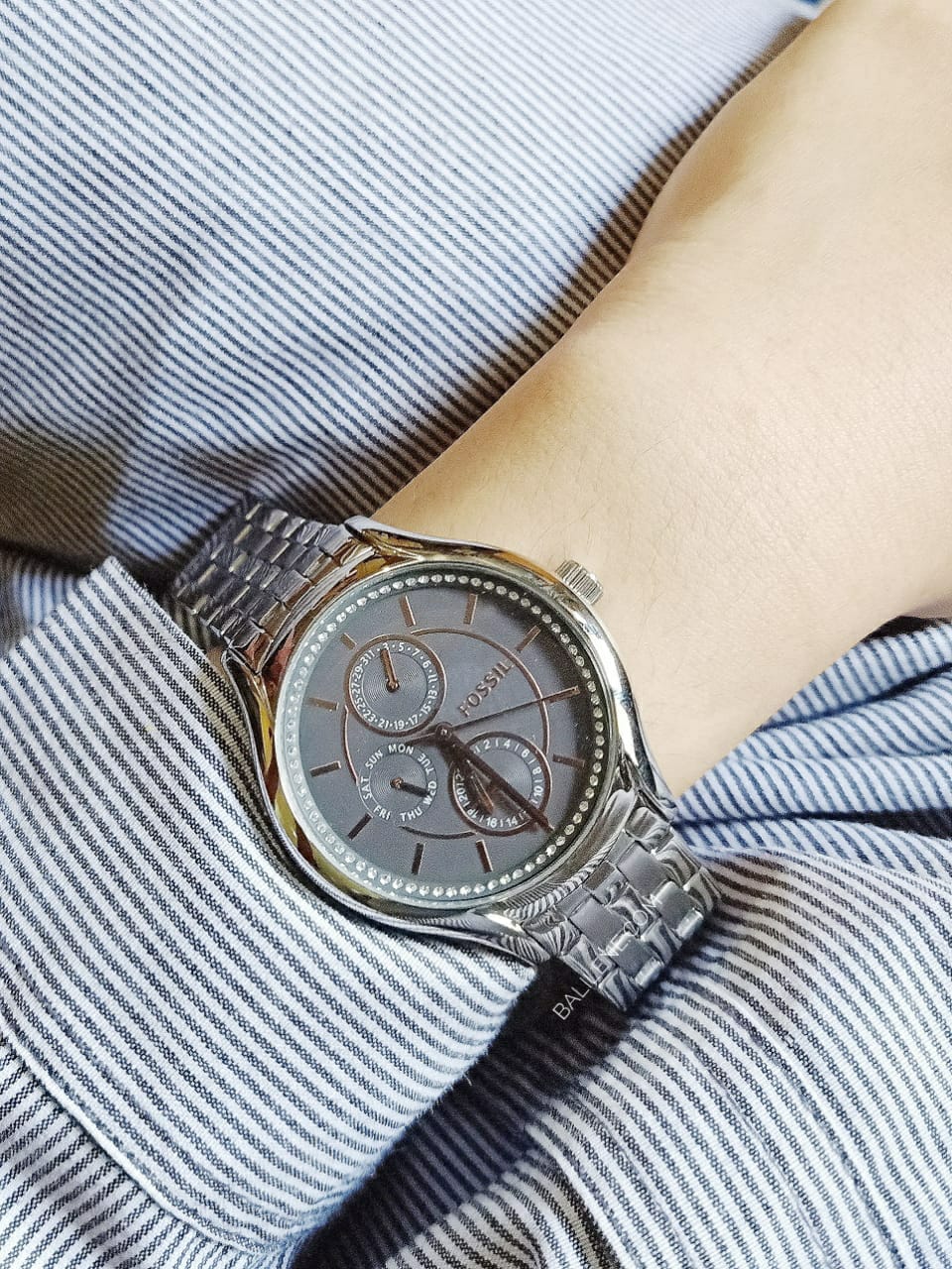 Fossil Bq3165IE Silver Crystal Multifunction Bracelet Watch