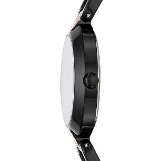 Fossil Bq3437 Kerrigan Black Rose Gold Three-hand Two-tone Stainless Steel Watch