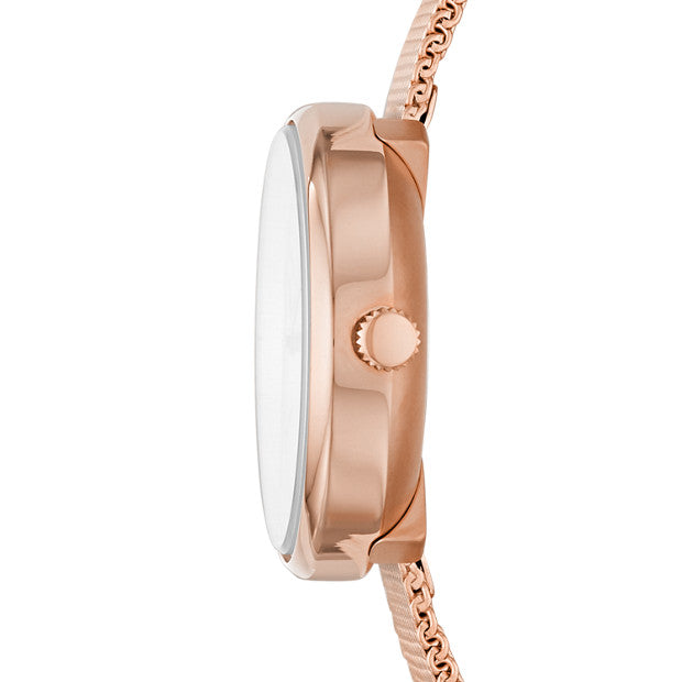 Fossil BQ3491 Hutton Three-hand Rose Gold Tone Stainless Steel Watch