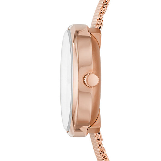 Fossil BQ3491 Hutton Three-hand Rose Gold Tone Stainless Steel Watch