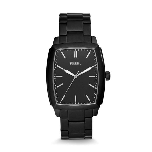 Fossil Bq2300 Burnett Three-hand Black Stainless Steel Watch