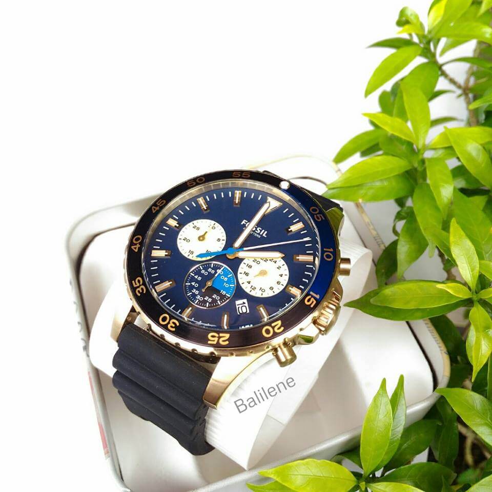 Fossil CH3074 Crewmaster Sport Chronograph Black Silicone Watch