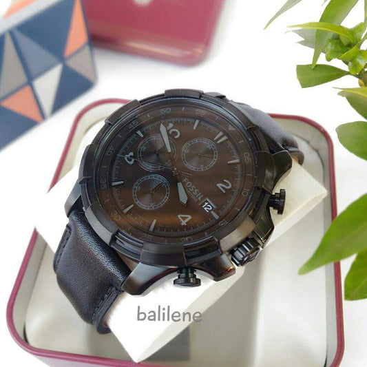 Fossil Fs5133 Dean Chronograph Black Leather Watch