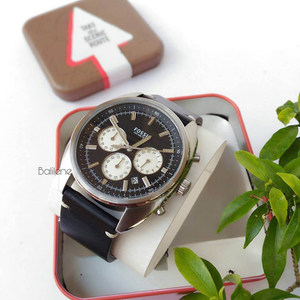 Fossil CH3043 Drifter Chronograph Black Leather Watch