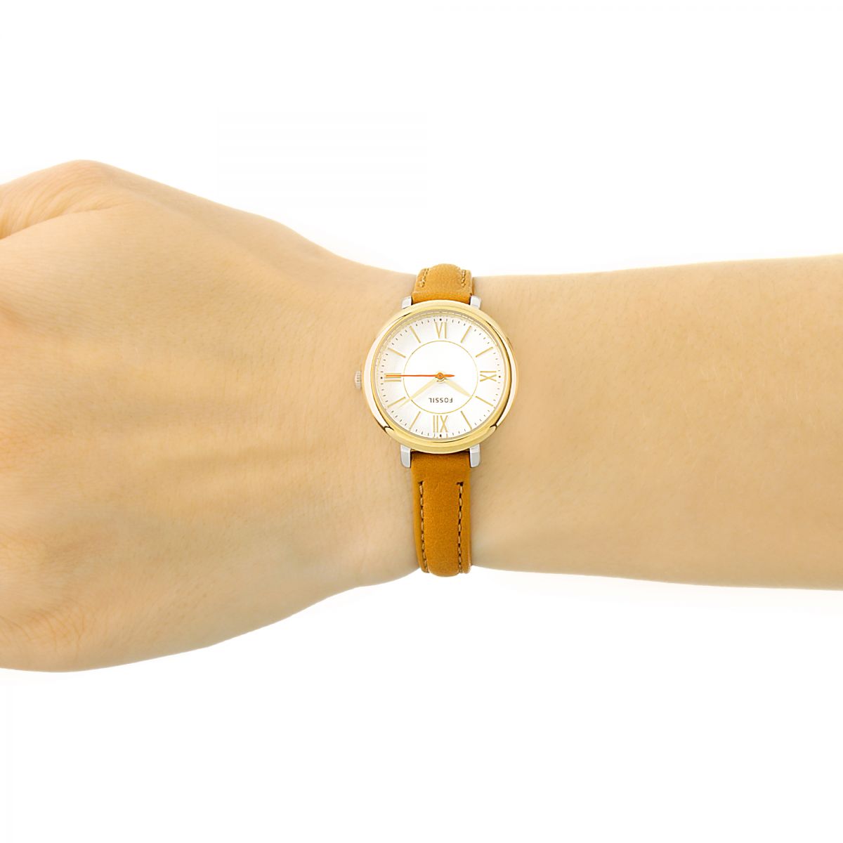 Fossil ES3801 Jacqueline Mini Dial Silver Tan Leather Ladies Watch