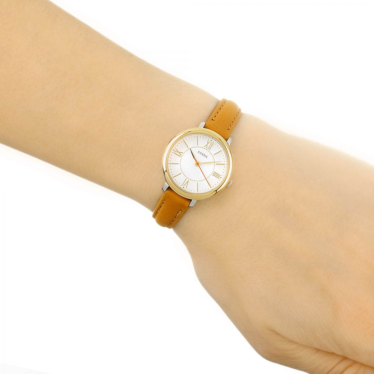 Fossil ES3801 Jacqueline Mini Dial Silver Tan Leather Ladies Watch