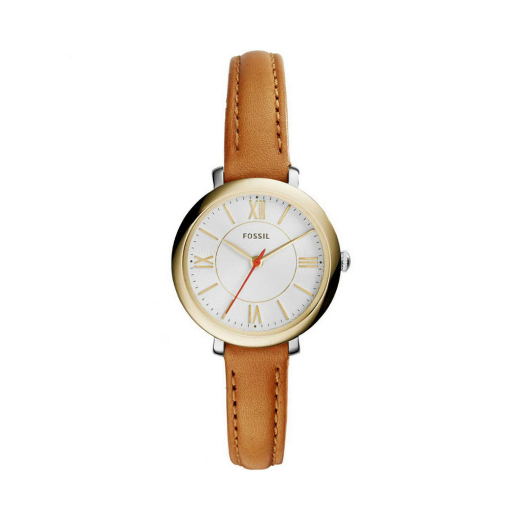 Fossil ES3801 Jacqueline Mini Dial Silver Tan Leather Ladies Watch