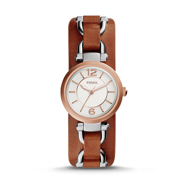Fossil ES3855 Georgia White Dial Brown Leather Watch