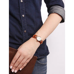 Fossil ES3855 Georgia White Dial Brown Leather Watch