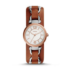 Fossil ES3855 Georgia White Dial Brown Leather Watch
