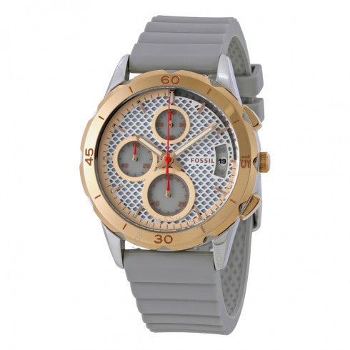 Fossil ES4042 Women's Modern Pursuit Chronograph White Dial Grey Silicone Watch