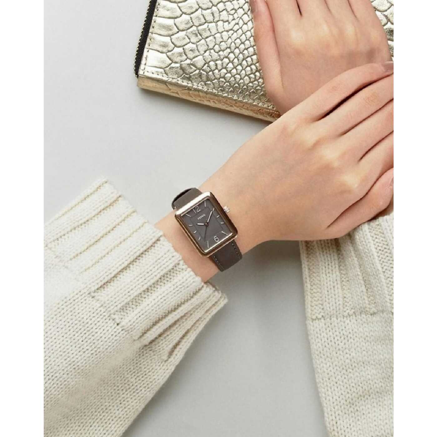 Fossil ES4245 Atwater Three Hand Grey Leather Watch