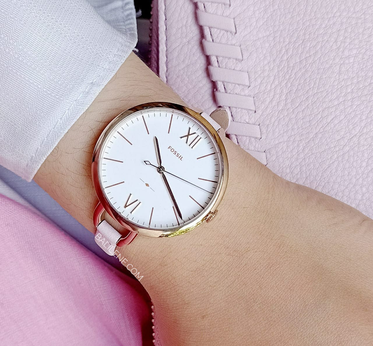 Fossil ES4356 Annette Three Hand Pink Leather