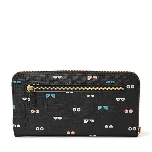 Fossil SL7199016 Emma Rfid Large Zip Clutch Black Multi
