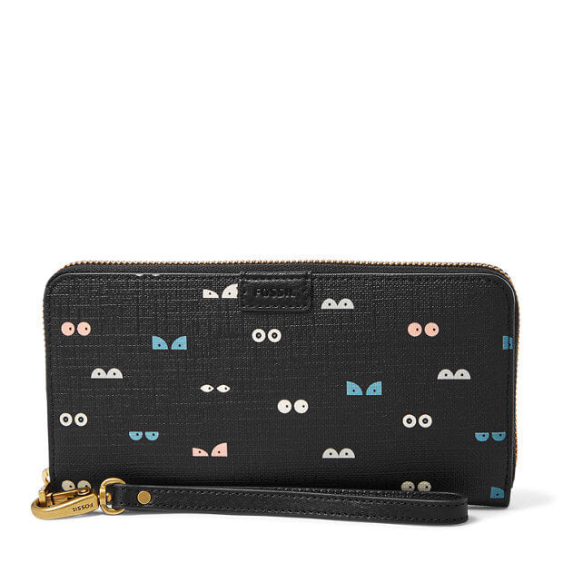 Fossil SL7199016 Emma Rfid Large Zip Clutch Black Multi