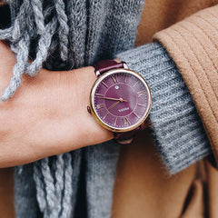 Fossil ES4099 Jacqueline Three-Hand Date Wine Leather Watch